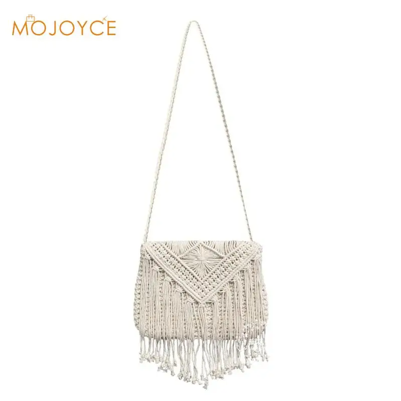 

Handmade Rattan Woven Round Handbag Vintage Tassel Straw Rope Knitted Messenger Bag Women Retro Knitting Crossbody Bags Handbag