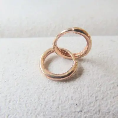 

Solid 18K Rose Gold Hoop Earrings 1mm Shiny Round Hoop Earrings 8mm Dia.