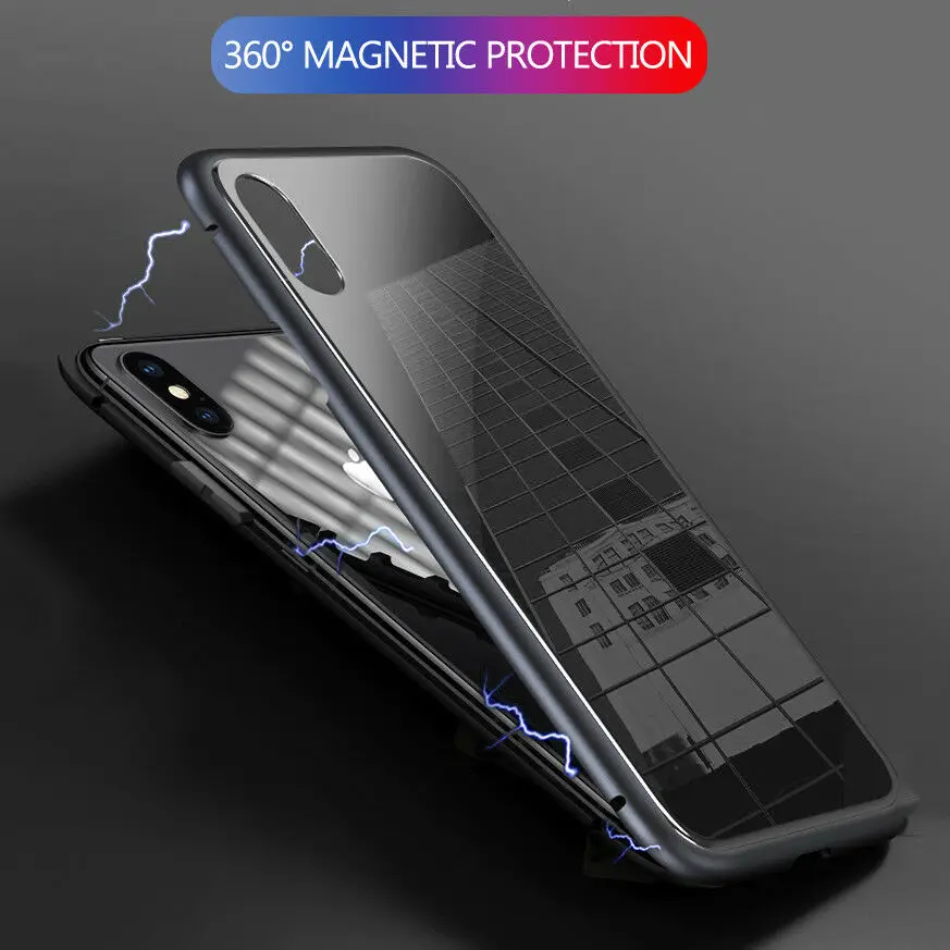 Магнитный адсорбционный флип чехол Luphie металлический для iPhone 6 7 8 Plus X XR XS Max