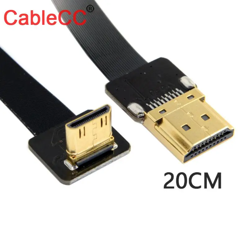 

Cablecc CY FPV 90D Up Angled FPV Mini HDMI Male to HDMI Male FPC Cable 20cm for FPV HDTV