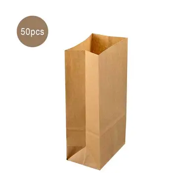 

50 Pcs Kraft Paper Snack Bags Food Lunch Bread Bags Durable Thick Brown Toaster Sandwich Gift Wrapping Takeout Packaging Bags