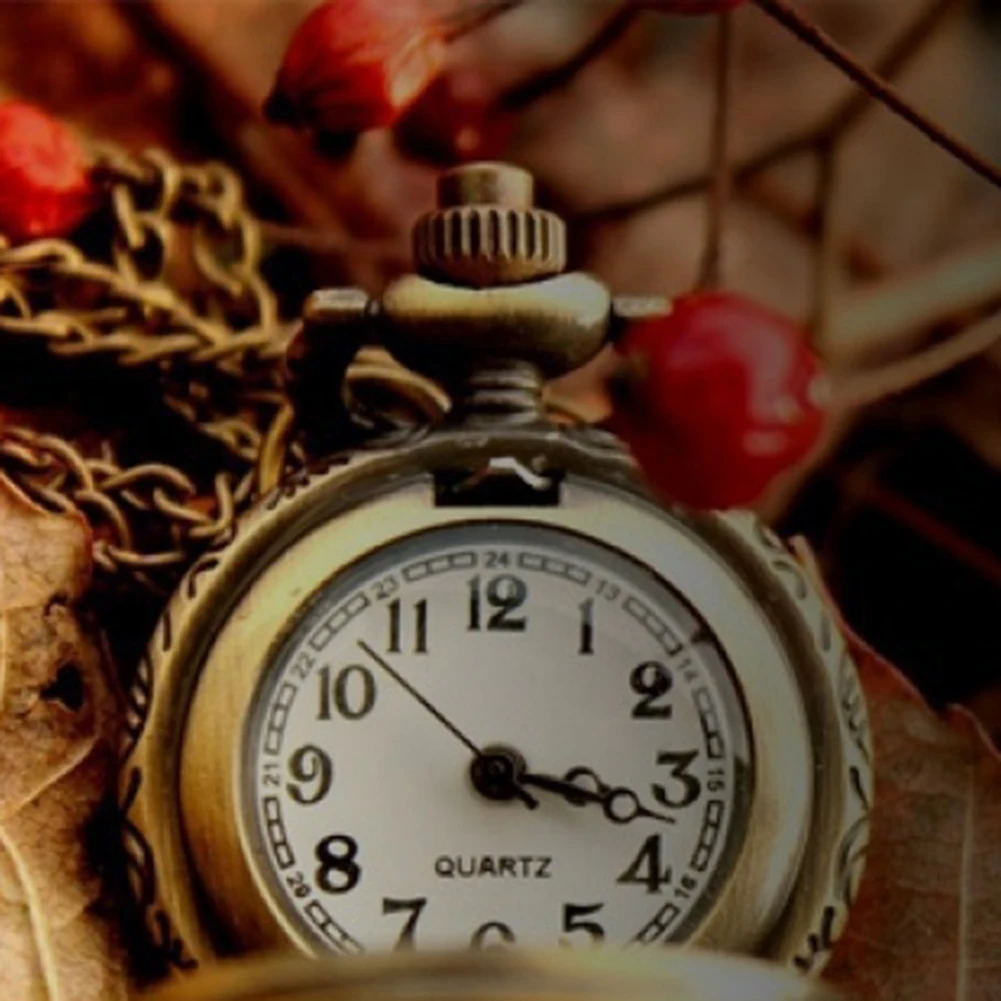 Ретро Винтаж стимпанк Кварц Ожерелье резьба Кулон Цепь Часы карманные часы