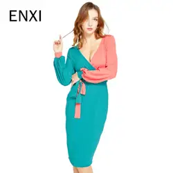 ENXI Одежда для беременных Весна длинный рукав платье для беременных женщин Осень Модное платье с поясом одежда