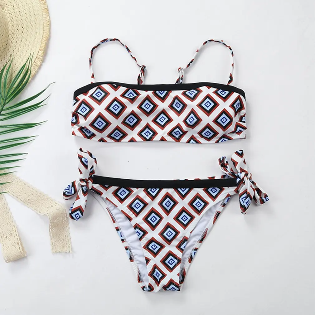 

New Swimwear Checkered Flat Sexy High-End Swimsuit Gathered Slim Bikini Resort Spa Swimsuit Two-Piece Suit