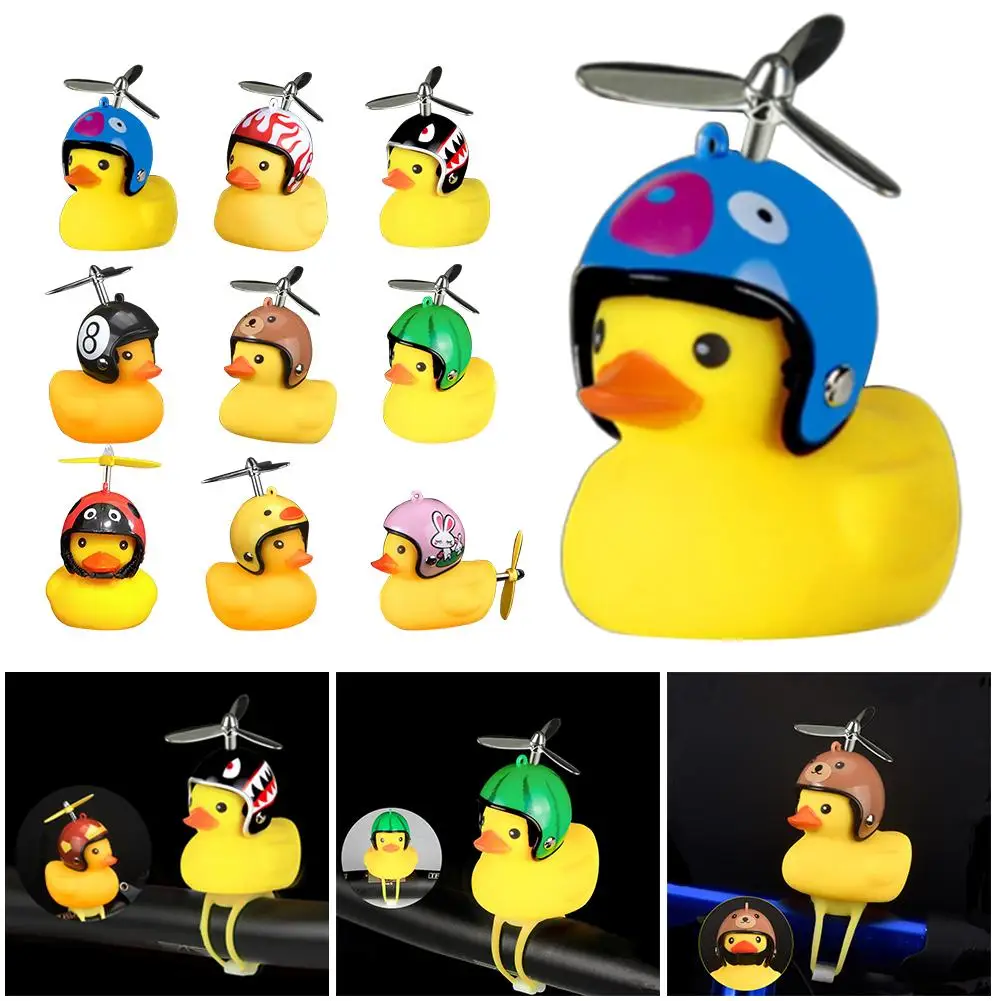 

1pcs Cartoon Yellow Silica Gel Little Duck Shape Bicycle Bells Shining Handlebar Duck Head Light Accessories Mountain Bike