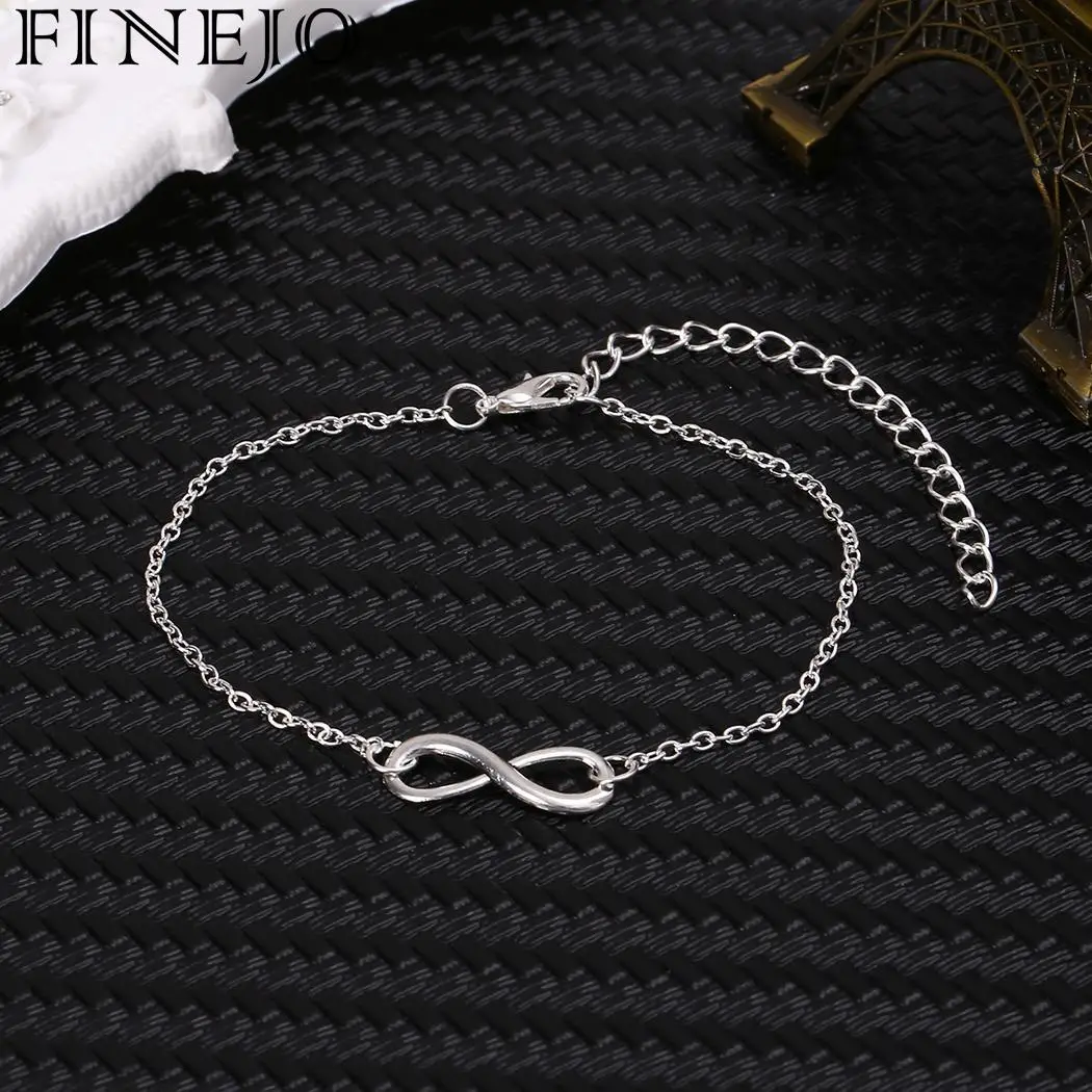 

FINEJO Women Bracelet New Fashion Simple Style Silver Gold Adjustable Infinity Bracelets For Women Jewelry Party Gift