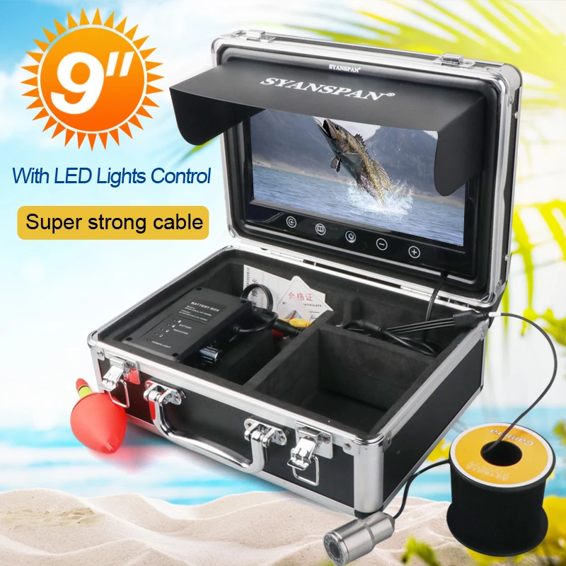 SYANSPA 9 ''اللون الرقمية LCD صياد السمك Camer HD 1000TVL واسعة زاوية 12LED الصيد كاميرا Fishfinder الصيد تحت الماء كاميرا