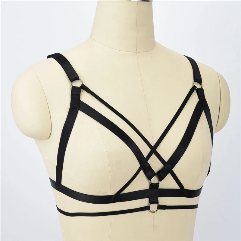 fashion Hot Women Sexy Open Cage Bra Tops Erotic Bandage Cross Goth Body Straps Bondage Lingerie Halter Bra Garter Strap