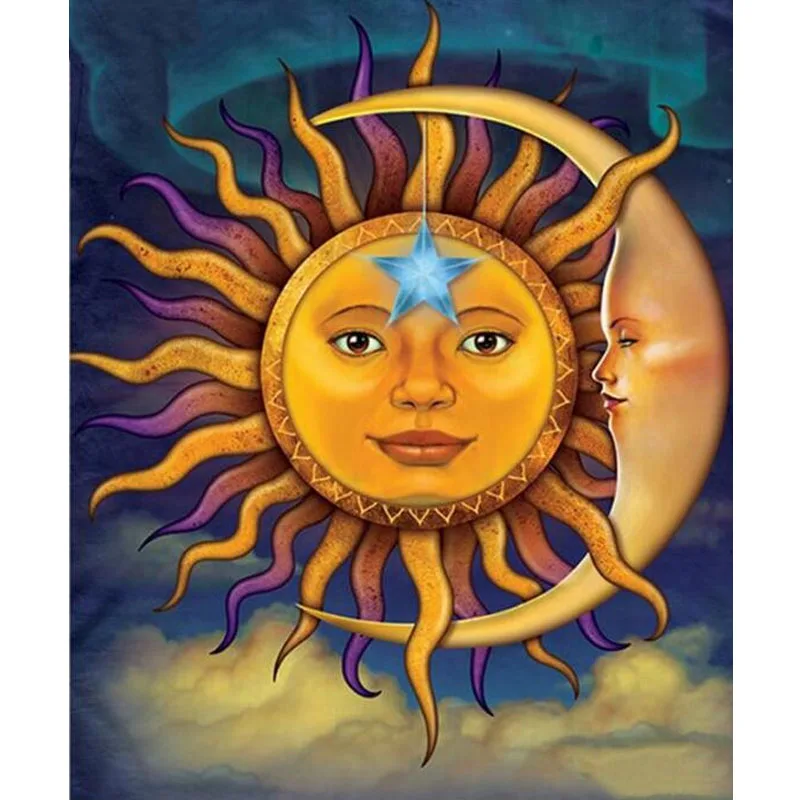 

5D Diy Mosaic Kits Diamond Painting Cross Stitch Full Diamond Embroidery Sun Moon Mandala Square Rhinestone of Painting Puzzle