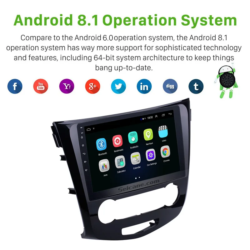 Seicane 10,1 дюймов 2Din Android 8,1 Автомагнитола для Nissan Qashqai gps навигация Bluetooth аудио мультимедийный плеер головное устройство