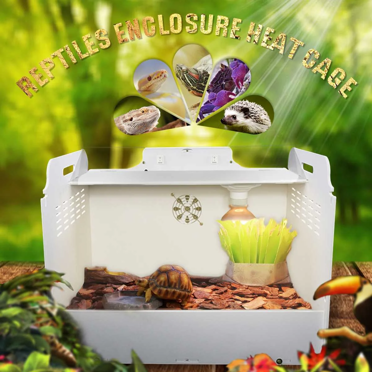 

White Reptiles Terrariums Enclosure Heating Cage Lizard Frogs Snake Turtle Tank With Lock Breeding Box Reptiles Supplies