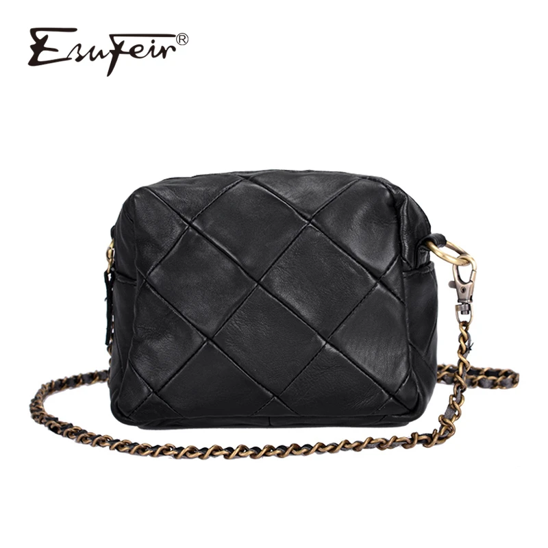 New Arrival Genuine Leather Women Crossbody Bag Patchwork Sheepskin Leather Shoulder Bag Chain Luxury Handbags Small Women Bags