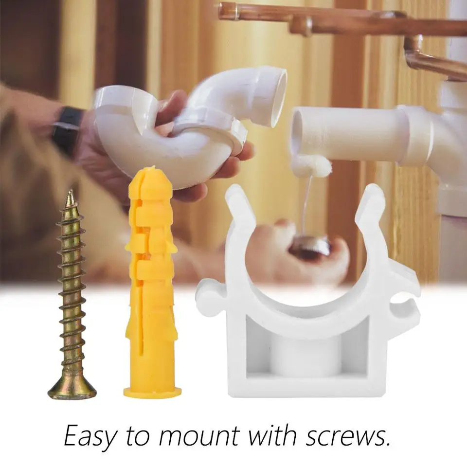 25mm Plastic Pipe Clamp 20pcs 16//20//25//32mm U Shaped Combination Pipe Clamp Fixed Clips with Screws