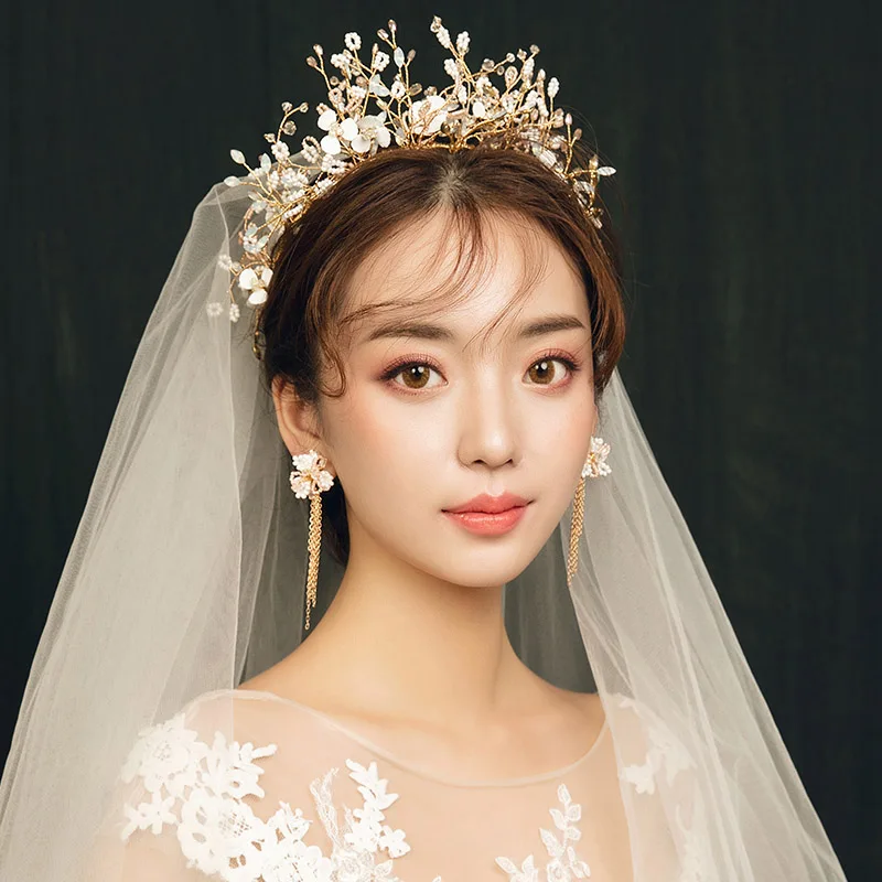 Корейские свадебные аксессуары для волос невесты Korona Korony украшения для волос тиары и повязка в виде короны повязка для волос Diademe диадема для девочек