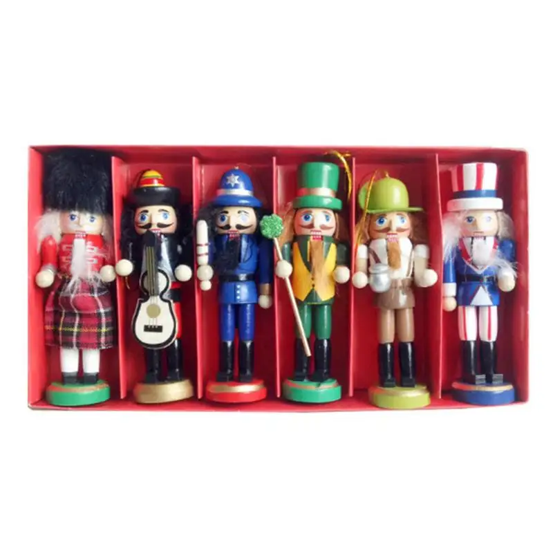 

2018 Christmas Decorations Wooden Nutcracker Puppet Soldier 12CM 6 Pcs Boxes Pack Children's Gifts Desktop Ornaments
