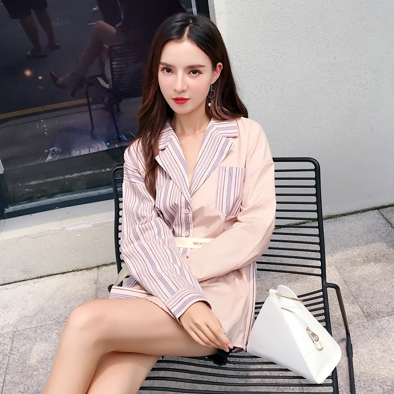 

Women striped blouses 2019 Spring Summer fashion female sexy long shirts batwing sleeve loose office lady casual tops blusa