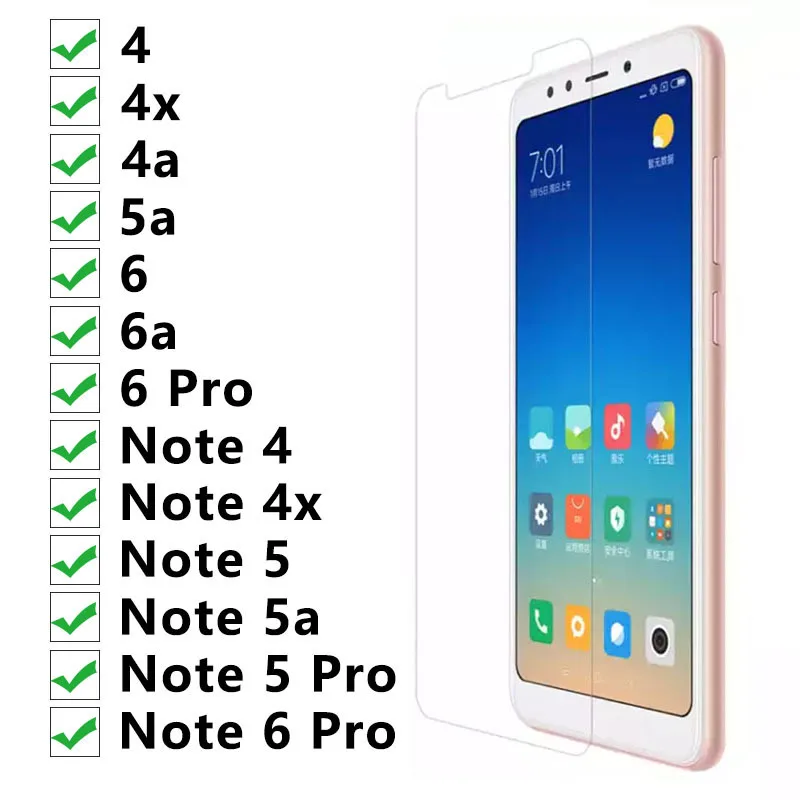Стекло 9H для Xiaomi Redmi S2 Note 5 6 Pro 5a 6a 4a 4 x X защитное стекло на Ksiomi Red Mi Not Notes A4 A5 A6 X4