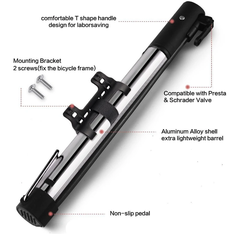Сверхлегкий портативный насос для горного велосипеда, мини-насос для велосипедных шин из алюминиевого сплава, велосипедный воздушный насос для активного отдыха