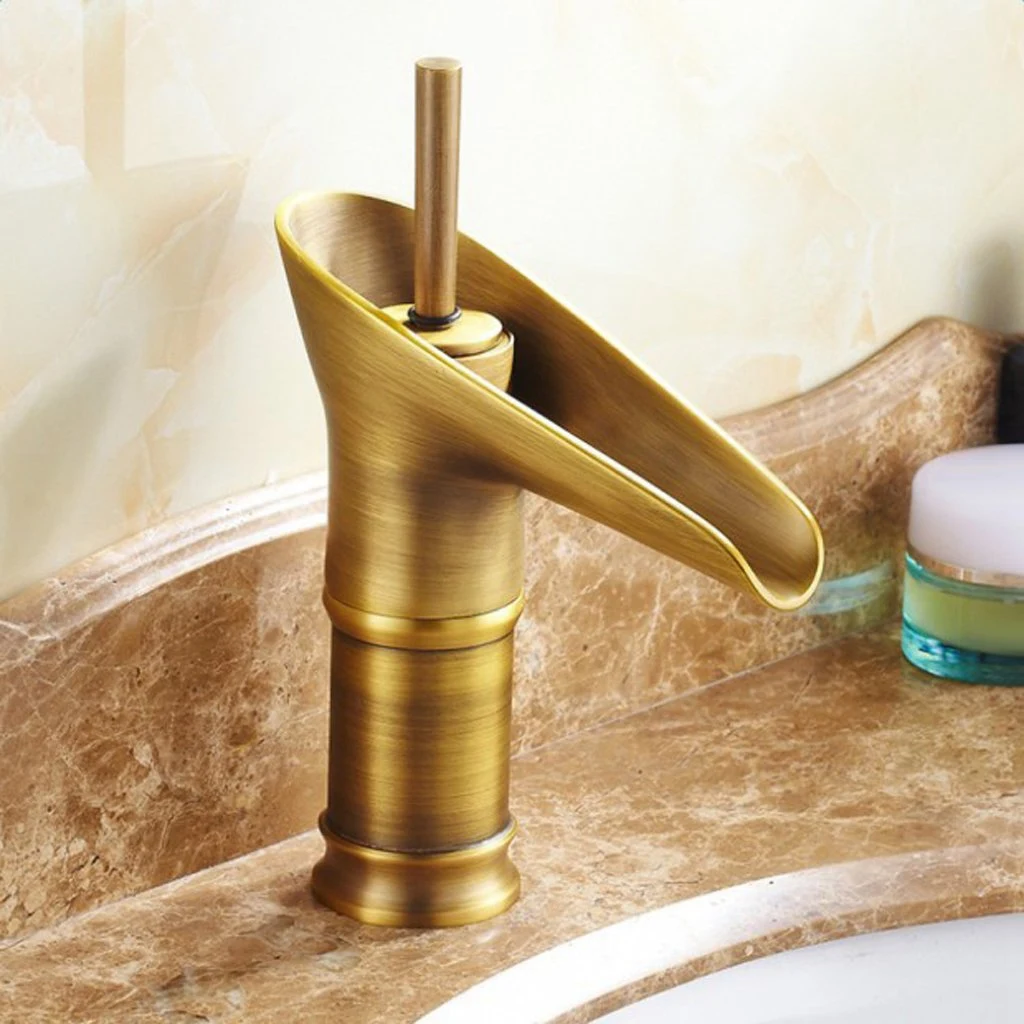 

Antique Brass Faucet Waterfall For Washbasin Bathroom Faucet Antique Faucet Single Handle water taps
