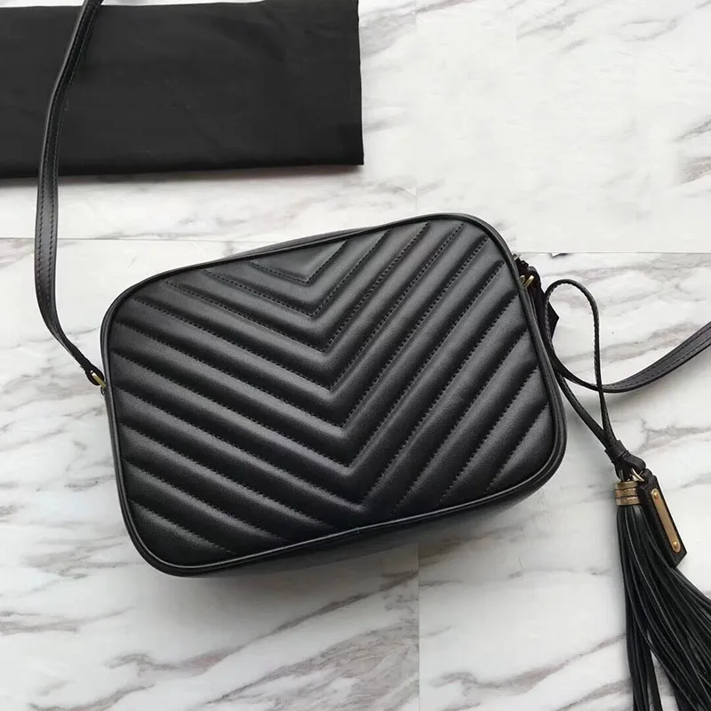 

Women luxury handbags calfskin real leather monogram chevron crossbody bag designer brand Tassel messenger bag lou camera bag