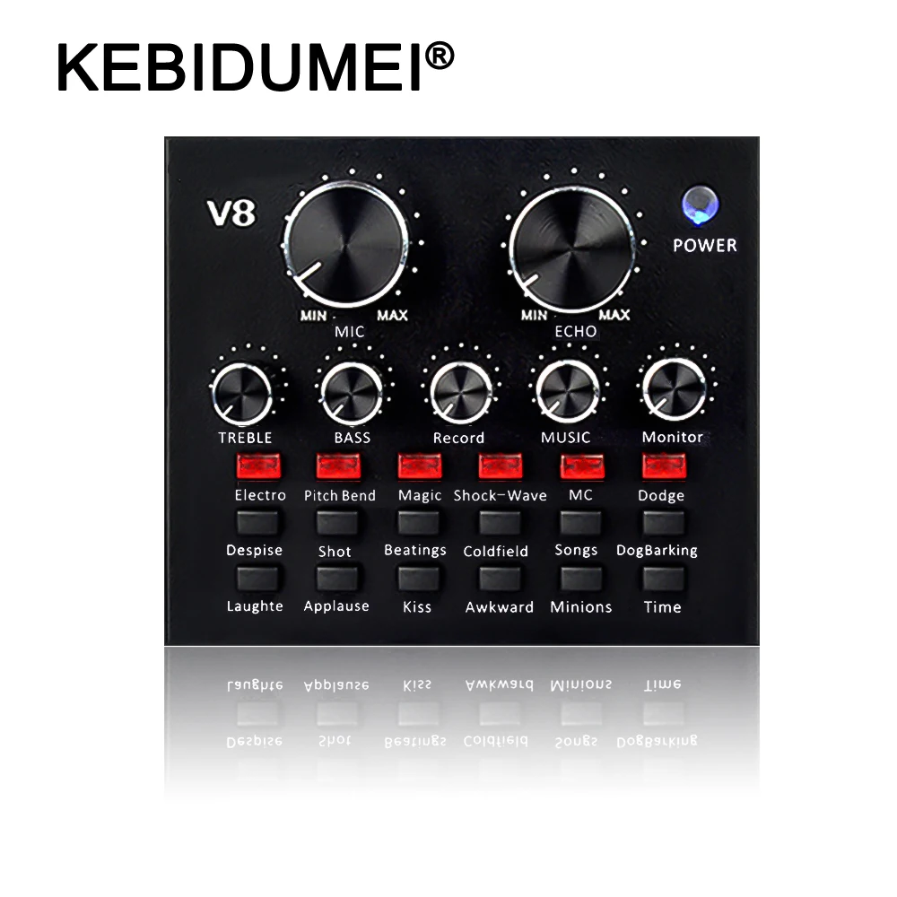 

V8 Sound Card Audio External USB Headset Microphone Webcast Personal Entertainment Sound Card For Streamer Live Phone Computer