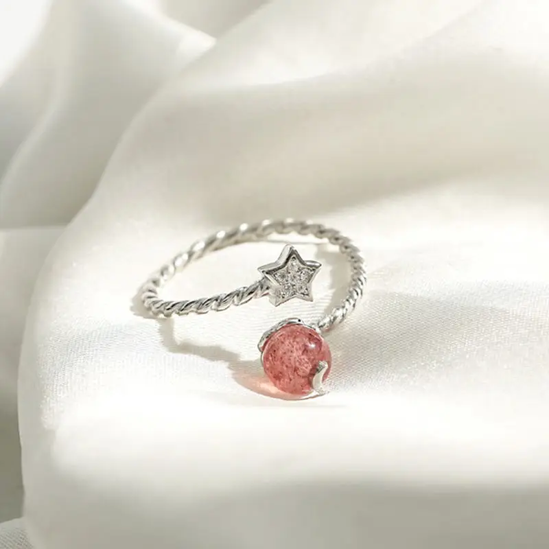 

2019 New Women Girls Exquisite Jewelry Luxury Star Shiny Crystal Open Rings For Women Girls 100% 925 Sterling Silver Accessories