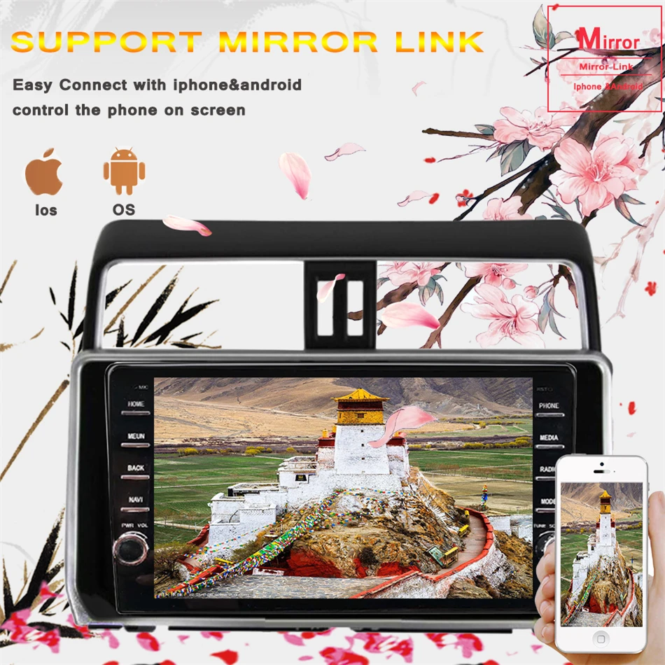 Top Android 9.0 Car Radio for Toyota Prado 150 2018 2019 9inch 2.5D Octa Core wifi Bluetooth video audio Multimedia 2 din dvd Player 5