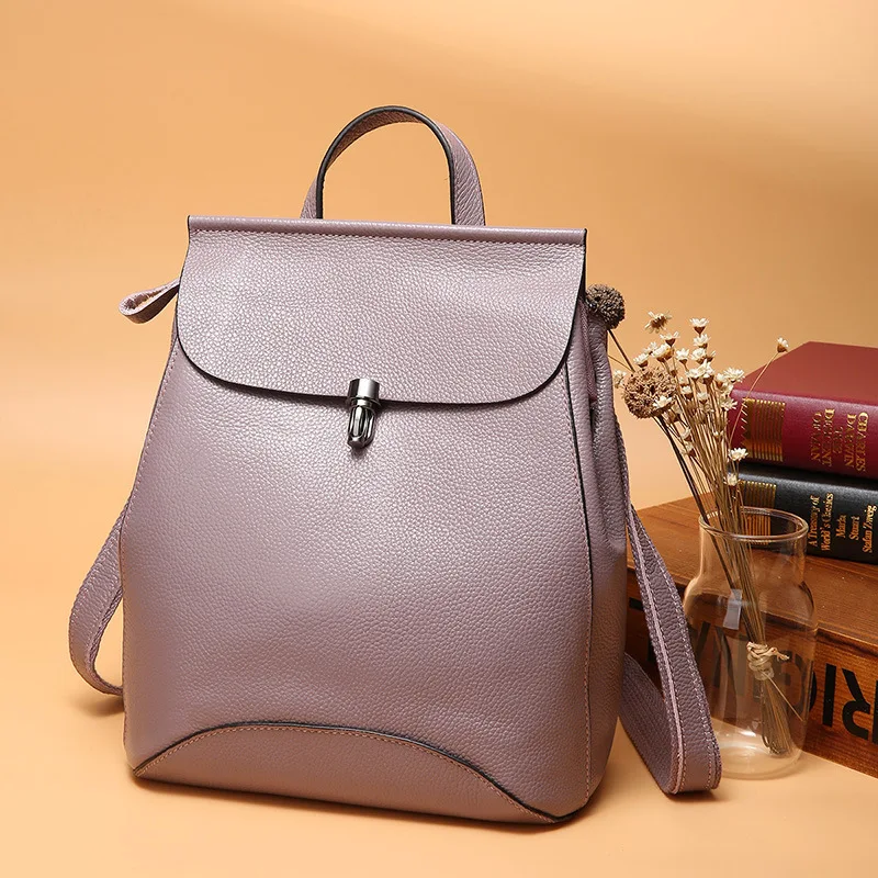 

TOPEST Genuine Leather Woman Layer Cowhide Both Shoulders Package Woman Head Layer Cowhide Backpack