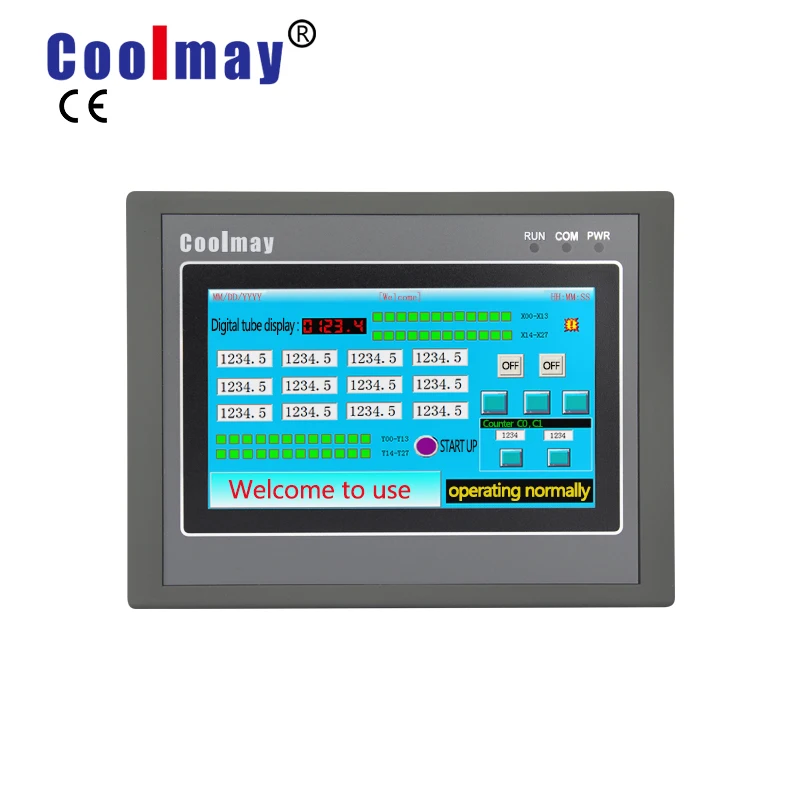 4,3 дюймовый hmi plc интегрированный EX3G-43HB-24MR-4AD2DA-485P 12 релейных выходов Coolmay hmi Аналоговый с ПЛК входы контроллер