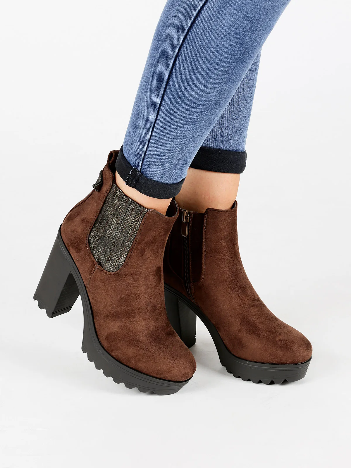 Ankle Boots suede high heeled Brownin Ankle Boots from Shoes on