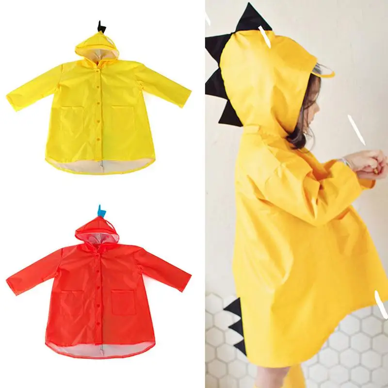 

Cartoon Dinosaur Shaped Raincoat Hooded Raincoat Poncho For Girls Boys Nursery Students Babies