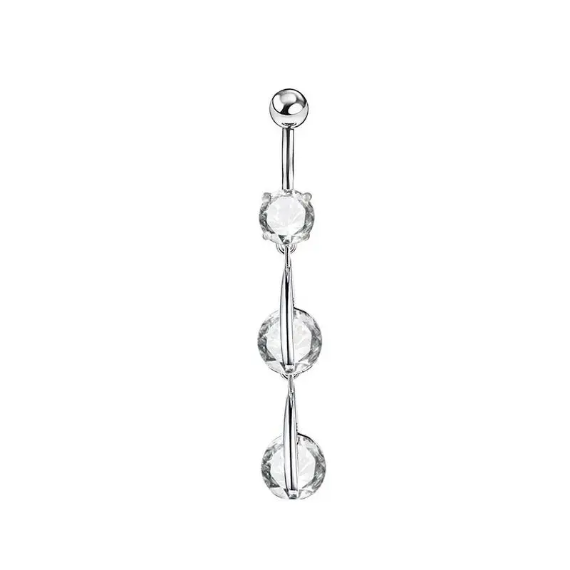 

1 piece Summer Fashion New Exquisite Zircon String Navel Ring Medical Stainless Steel Pendant Belly Button Accessories For Women