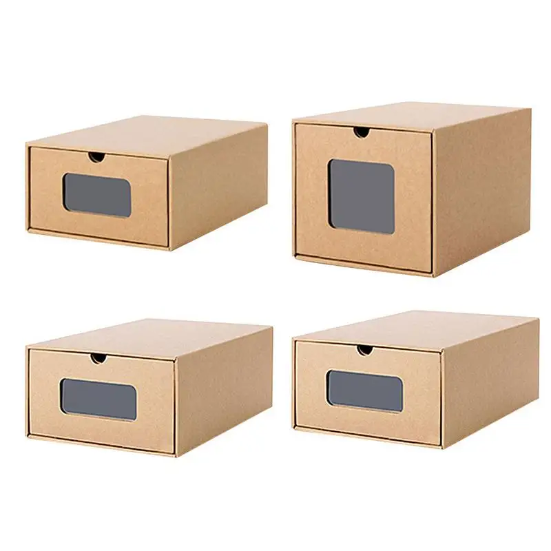 

Perspective Shoe Storage Box Increase The Drawer Type Transparent Storage Box Environmentally-friendly Folding Leather Shoe Case