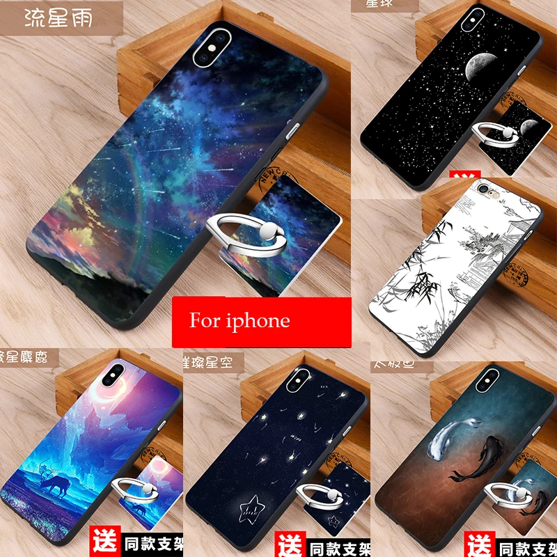 

Silicon Case For iphone 7 8 6 plus x xs max XR Case Cover For iphone 6s 7 8 plus X XS Max XR 5s 4s Case With Ring Fashion Cover