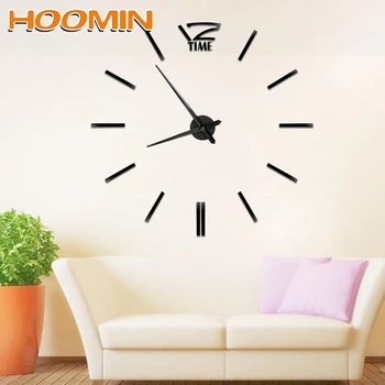 

HOOMIN DIY Acrylic Mirror Stickers Modern Quartz Watch Clocks 3D Big Wall Clock Gift New Art Living Room Home Decoration Fashion