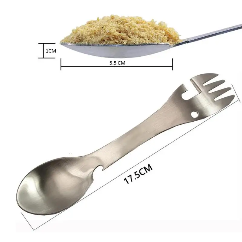 5 in1 multifuncional Camping equipos utensilios de cocina tenedor cuchara abrelatas de botella portátil al aire libre vajilla de Accessessories