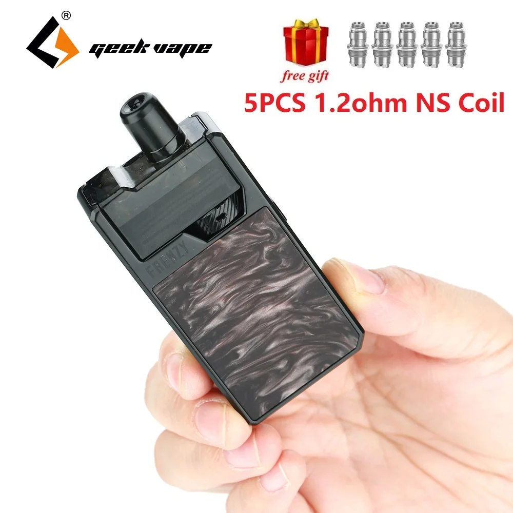 

Free 5pcs Coil Gift GeekVape Frenzy Pod Kit 950mAh Battery 2ml Pod Electronic Cigarette with AS Micro Chipset Leak-proof E-cig
