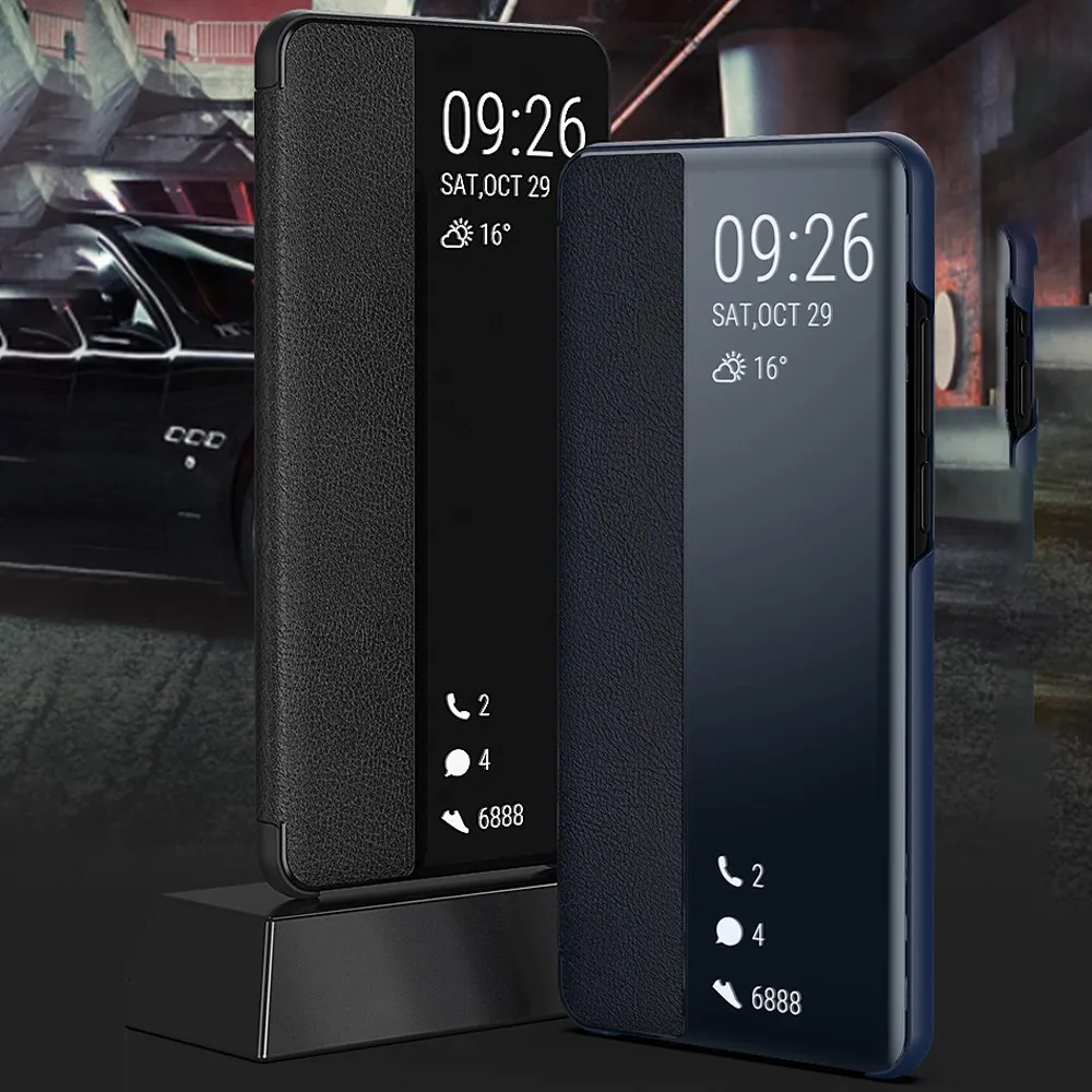 KISSCASE Mirro Посмотреть Смарт флип чехол для Huawei P10 P20Lite P30 Pro плюс Коврики 20 X 10 9