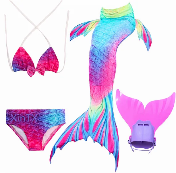 

New! Beauty Mermaid Tail Kids Girls Costumes Swimming Mermaid Tail Bikini Swimsuit For Kids Girls Swimwear Fancy Tails Fins