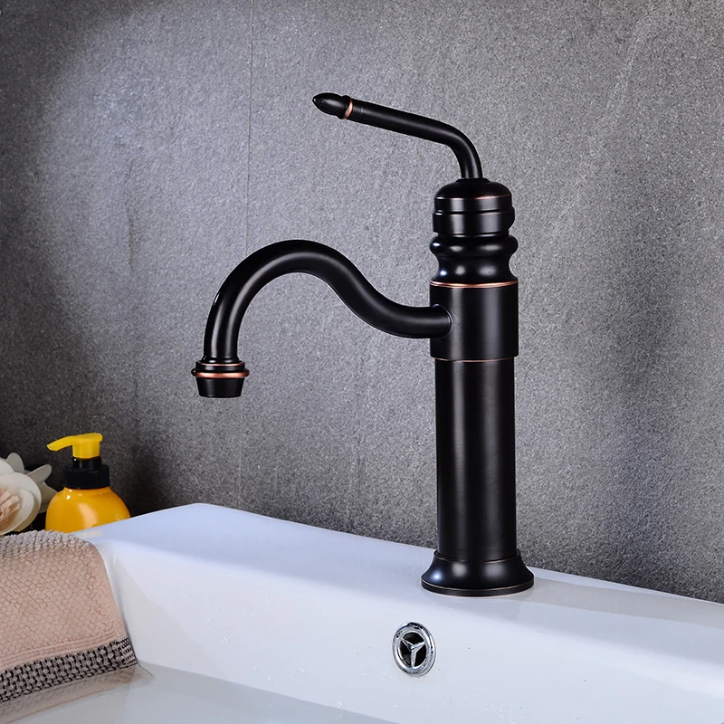 Basin Faucets Black Copper Bathroom Faucet Mixer Vintage Hot And Cold C