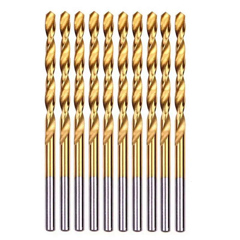 

50Pcs Titanium Coated Drill Bit Accessories HSS High Speed Steel Drill Bit Set Tool for Household Woodworking Hand Tools Supply