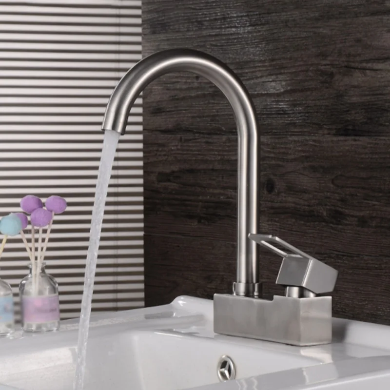 

Dual Hole Single Handle Bathroom Sink Faucet Cold Hot Water Tap Mixer
