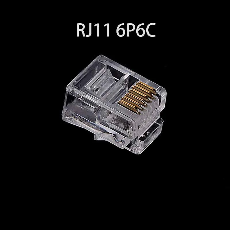 Ethernet Network Plug 20/50/100PCS/lot RJ11 6P2C 6P4C 6P6C Telephone Internet Modular Plug Jack RJ11 Connector RJ-11 Crystal Heads Gold-Plated 6U