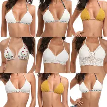 Сексуальный женский кружевной кроше бюстгальтер без косточек Boho Bralet вязаный бюстгальтер пляжное бикини только топ одежда для плавания