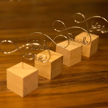 

Words Memo Lomo Clamps Stand Photo Card Table Message Crafts Kids School Supply For Student Wooden Seat Metal Clip