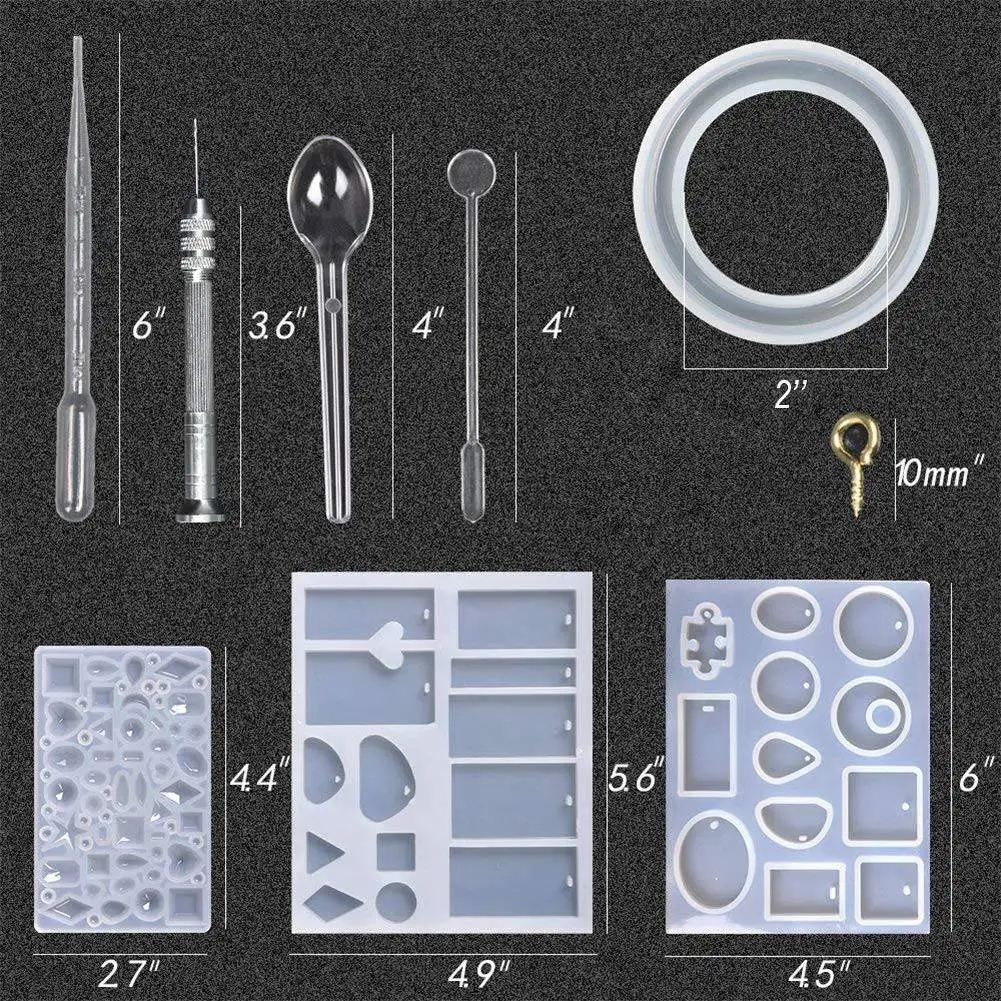 225 шт Diy Ювелирные изделия силиконовые литые формы инструменты набор содержит 9 силиконовой смолы 2 ожерелье кулон смолы формы 1 серьги кремния