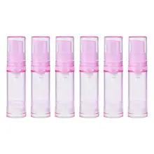 6 шт пустые пластпластмассовые бутылки с помпой вакуумной эмульсии давления бутылка с лосьоном насос(5 мл, розовая Вакуумная бутылка