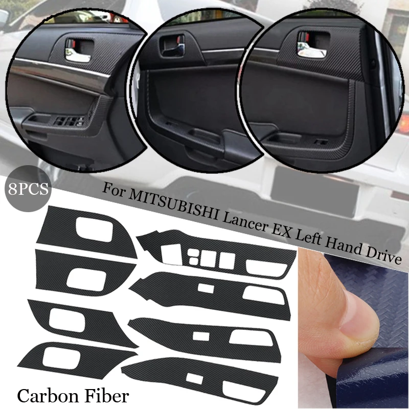

8pcs/set Carbon Fiber Car Back Door Handle Armrest Sticker For MITSUBISHI Lancer EX Left Hand Drive