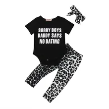 Focusnorm/ Модный комплект из 3 предметов; комплект одежды для новорожденных мальчиков; комбинезон с короткими рукавами и штаны; комплект одежды с леопардовым принтом