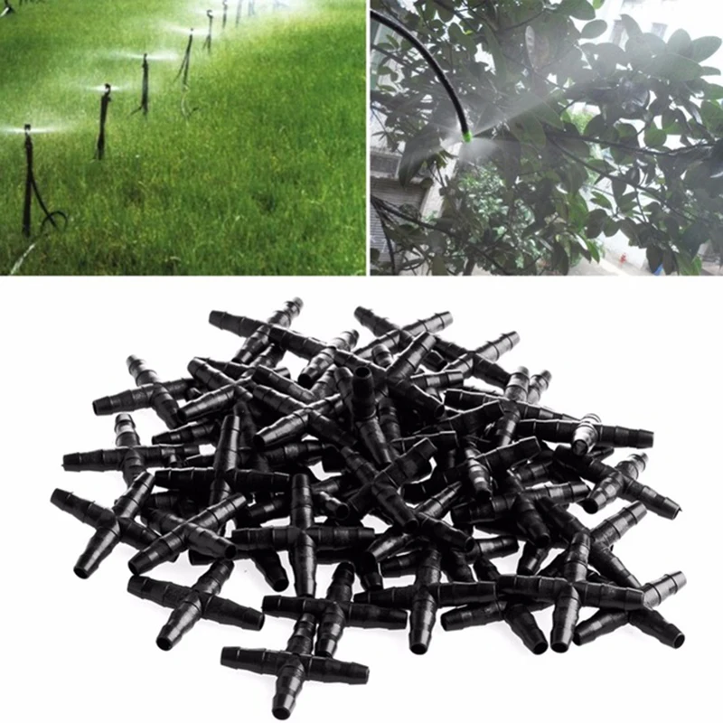 

50 Pcs Cross Straight For 4/7 Mm Hose 1/4 'barb Barbed Connector Threaded Garden Greenhouse Micro Irrigation Pipe Accessories